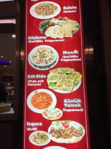 menu showing meal options