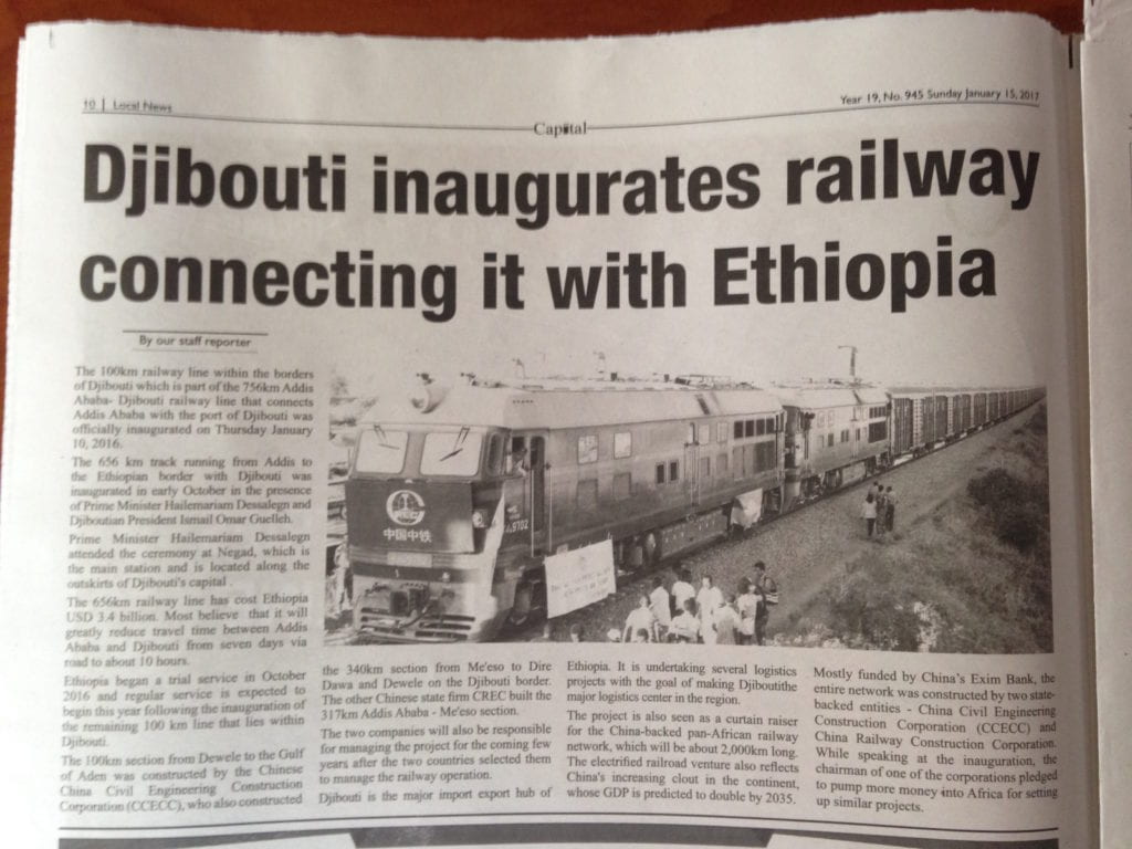 Newspaper on Djibouti's inauguration with Ethiopia