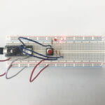 a breadboard with a LED circuit