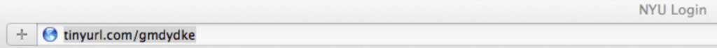 Screenshot showing the text in the browser address bar when the spoofed login prompt displays "tinyurl.com/gmdydke"