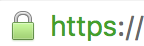 Screenshot showing a locked green padlock followed by "https://"