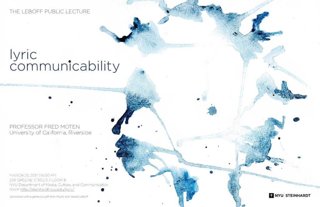 flyer for the 2017 Neil Postman Graduate Conference 'Lyric Communicability