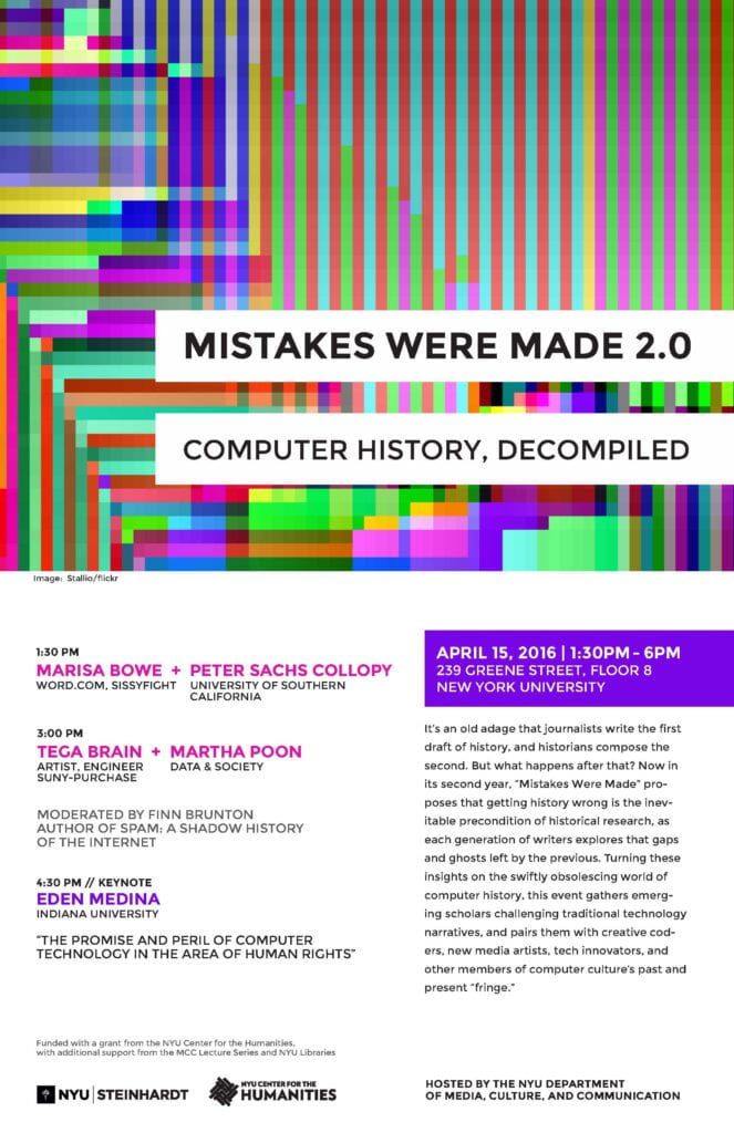 flyer for Mistakes Were Made 2.0, Computer History Decompiled