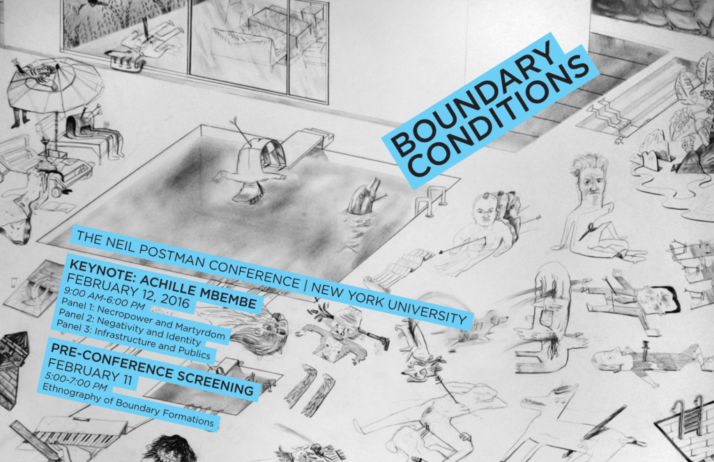 2016 Postman Graduate Conference 'Boundary Conditions' with keynote Achille Mbembe