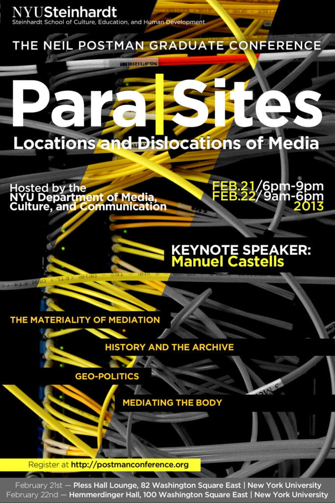 flyer for the 2013 Postman Conference 'Para|Sites'