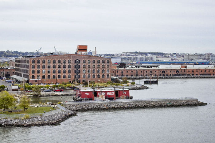 View of Red Hook Stores with Pier 44 in foreground. Credit: Red Hook Waterfront