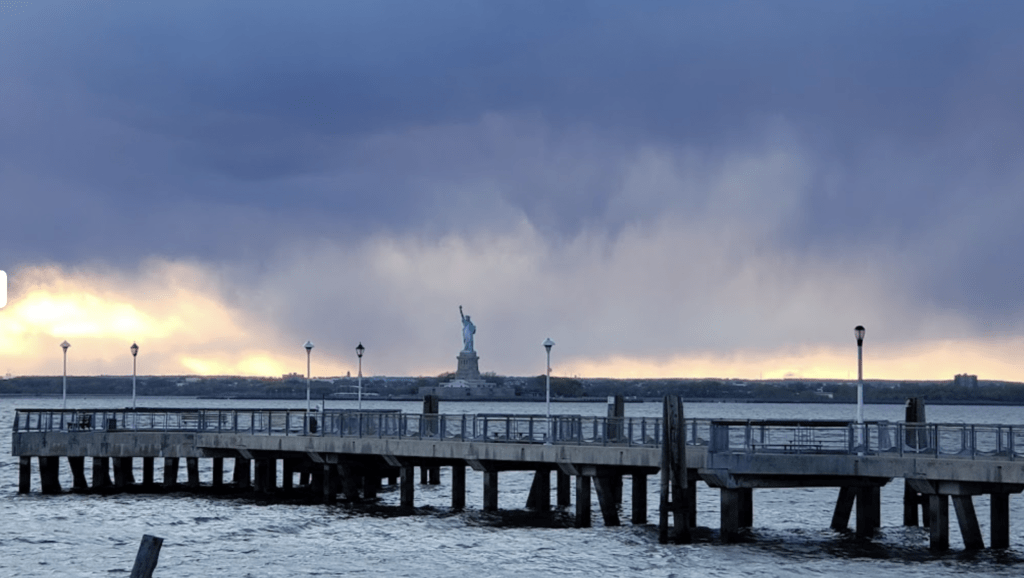 View of Louis J. Valentino, Jr., Pier at sunset.