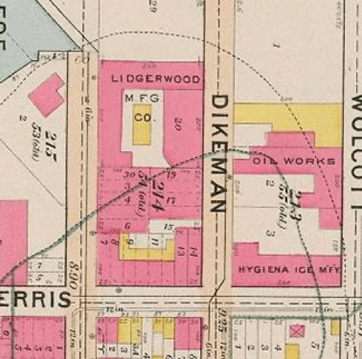 Sanborn fire insurance map (1898) showing Lidgerwood Iron Works location in Red Hook, Brooklyn. Credit: New York Public Library via Maggie Blanck