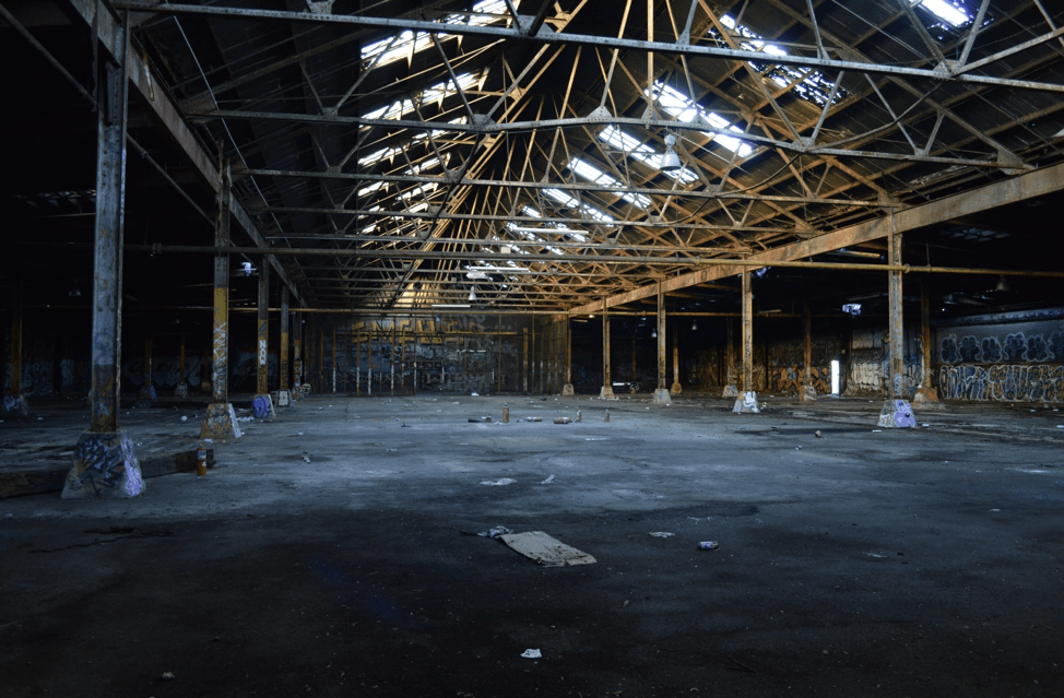 Interior view of abandoned S.W. Bowne warehouse before it was destroyed by arson. Credit: V J Rurbex