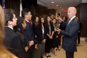 Vice President Joe Biden takes group photos with NYU students at the NYU Global Academic Center in Washington, D.C., Dec. 8, 2016. (Official White House Photo by David Lienemann)