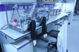 Inside the the Trabolsi Research Group chemistry lab in the Experimental Research Building at NYU Abu Dhabi.