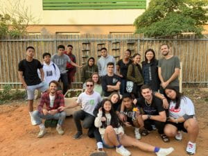 Students volunteering at the garden