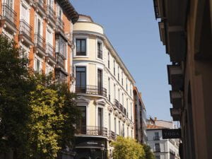 Yellow rounded corner building