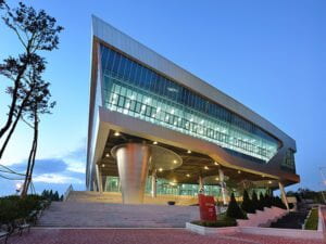 Sleek silver building