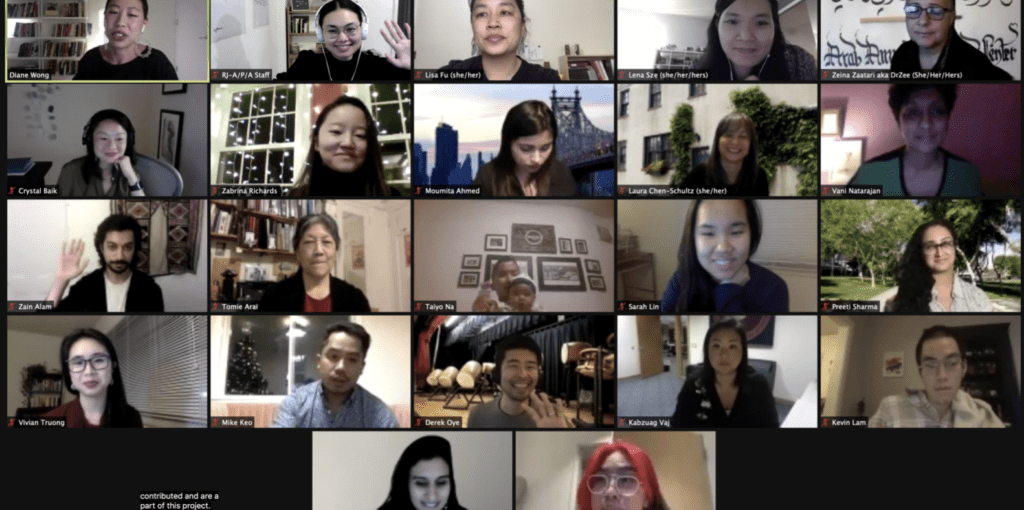 Screenshot of several A/P/A voices volunteers in a zoom call