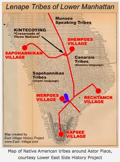 Map of Lenape Villages.