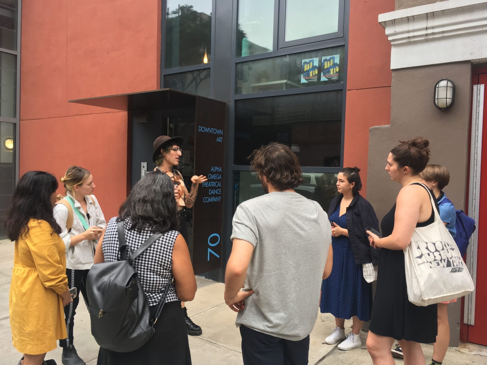 Tour group at a stop.