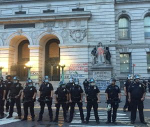 cops outside city hall