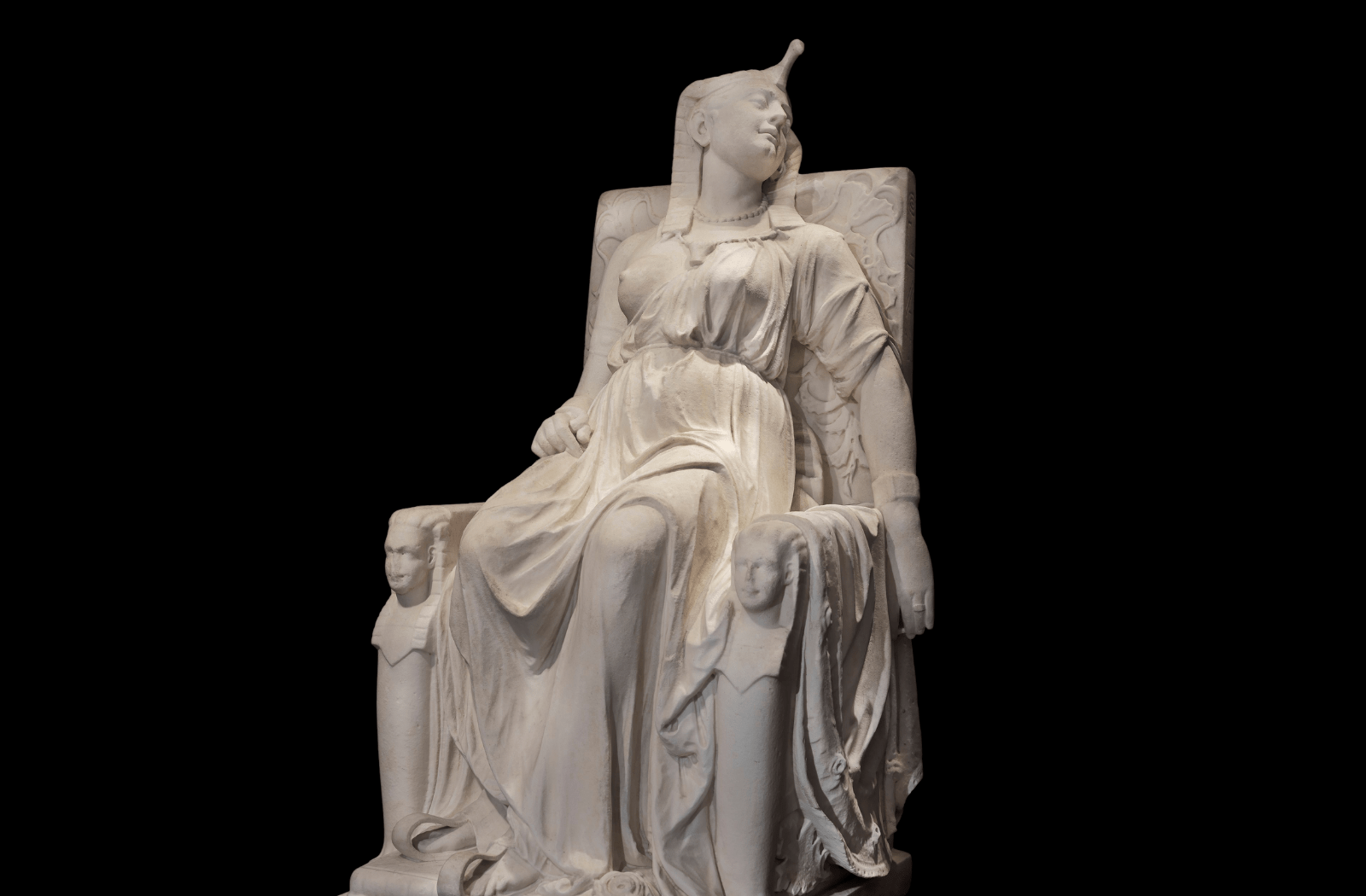 Edmonia Lewis' sculpture, The Death of Cleopatra, created in 1876 out of marble.