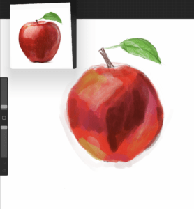 An apple drawn (with a gouache tool)