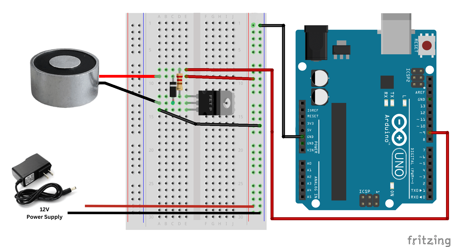 Circuit diagram of electromagnetic sensors