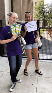 Two NYU Green students leading the Green Campus Tour 