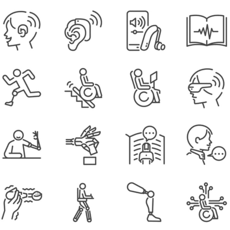 black and white icons of various tech devices