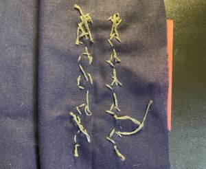 Conductive thread on back of fabric