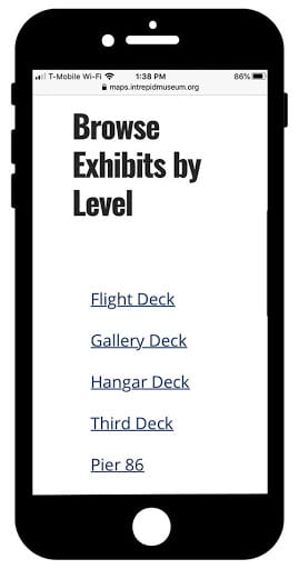 An image of the exhibit page. The image captures the Look Up Exhibit by Level functionality of the exhibit page.