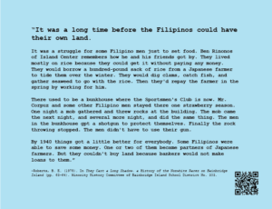 Back of Postcard - Pioneer Filipino Workers