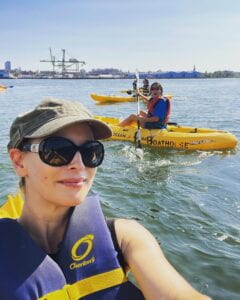 Karen on a kayak