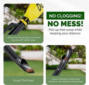 Doody Digger Pooper Scooper For Dogs & Cats – Dog Poop Scooper With Bag Attachment & 5 Pooper Scooper Bags – One-Handed Slide Scoop Dog Poop Picker Upper – Portable Dog Poop Scoop For Lawn Or Park