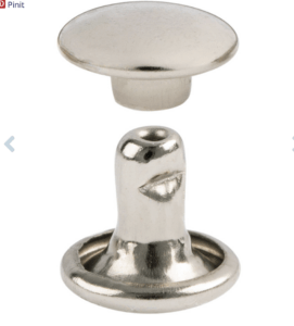 a two part metal rivet resembling a screw and a top piece