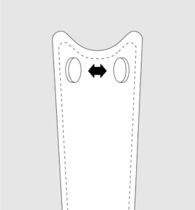 Diagram of a magnetic sheath closure. A small magnet is attached to either side of the sheath's opening so that it can snap shut.