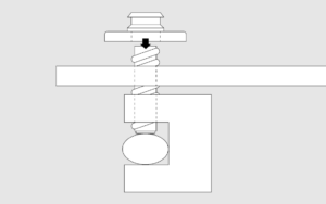 An illustration of the ideal clamp structure with a longer headless screw, allowing the Snap and clamp to be attached to the same screw through the wooden base.