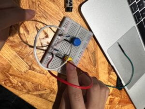 Buttons on a breadboard