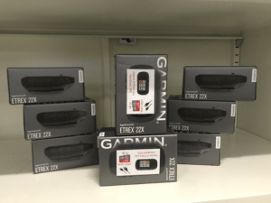 8 stacked Garmin eTrex 22x boxes