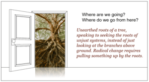 doorway activity image of a tree at the roots next to descriptive text