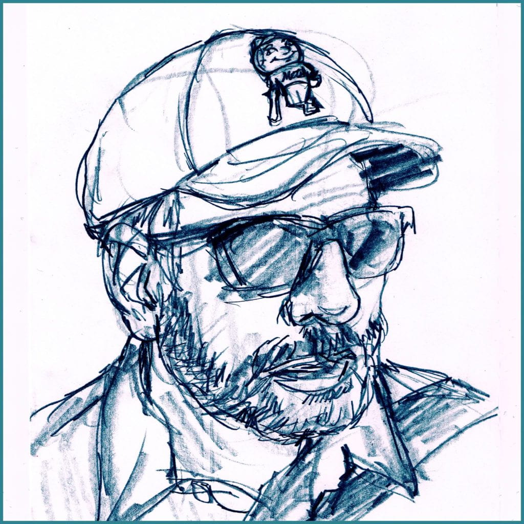 A sketch of Eric Stedfeld.