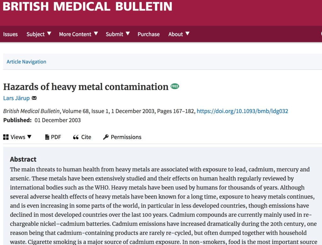 Heavy metal effects on health