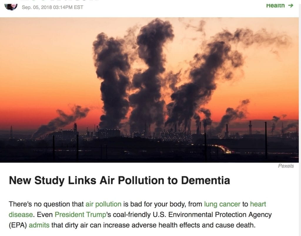 New Study Links Air Pollution to Dementia