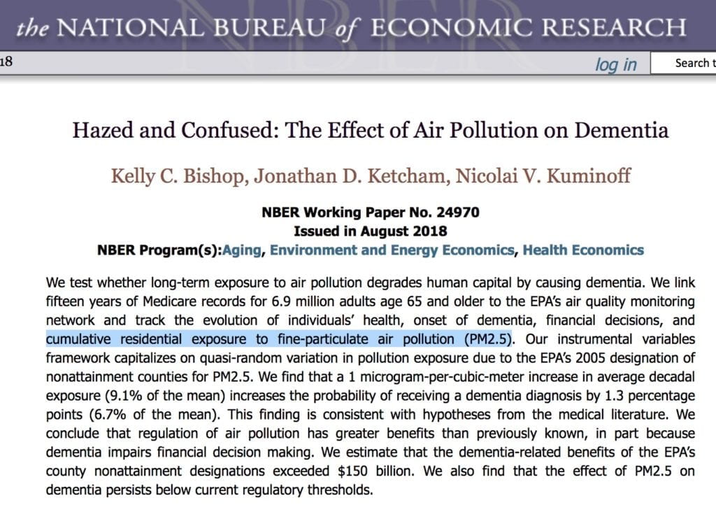 The Effect of Air Pollution on Dementia