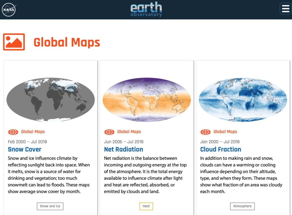 NASA climate maps page