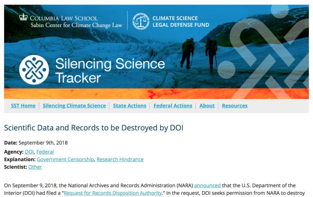 Science Data and Records to be Destroyed by Department of Interior