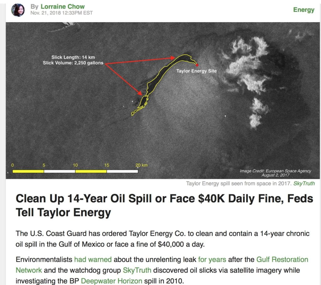 Taylor Energy oil spill -x ray photo