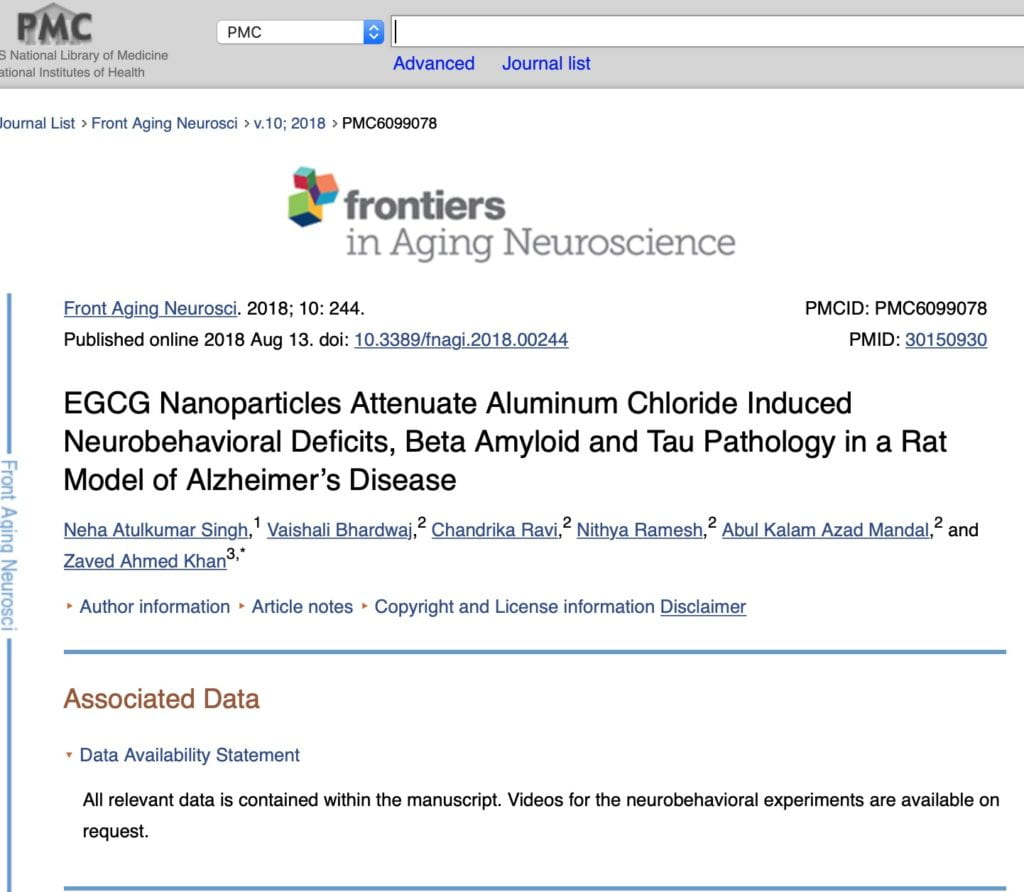 EGCG Nanoparticles Attenuate Aluminum Chloride Induced Neurobehavioral Deficits, Beta Amyloid and Tau Pathology in a Rat Model of Alzheimer’s Disease