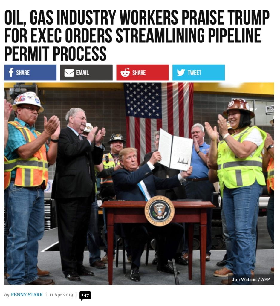 Oil, Gas Industry Workers Praise Trump for Exec Orders Streamlining Pipeline Permit Process