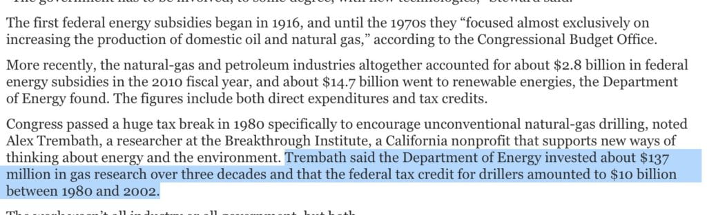 Government subsidies for oil industry