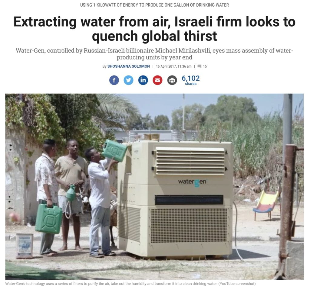 Extracting water from air