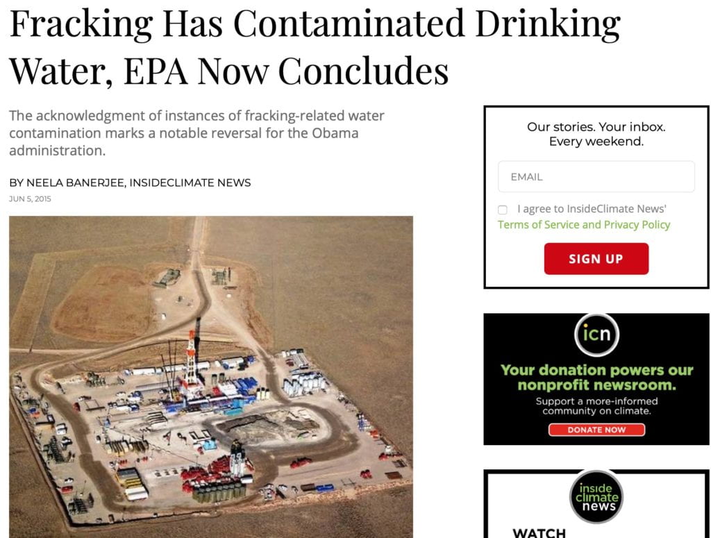 Fracking has contaminated drinking water EPA conclusion